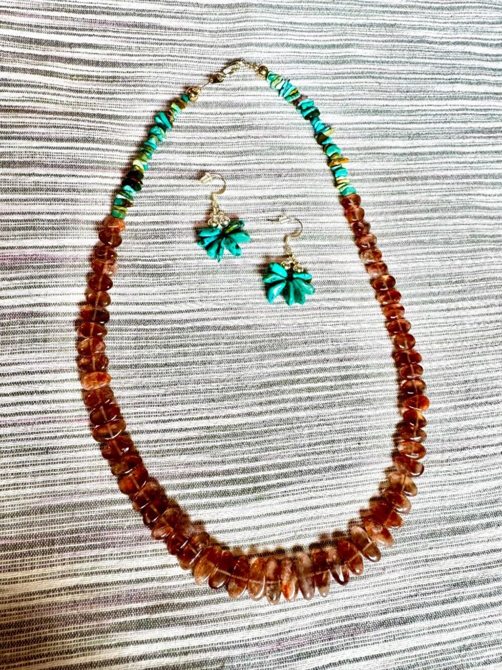 Turquoise and Quartz Necklace/Earring Set